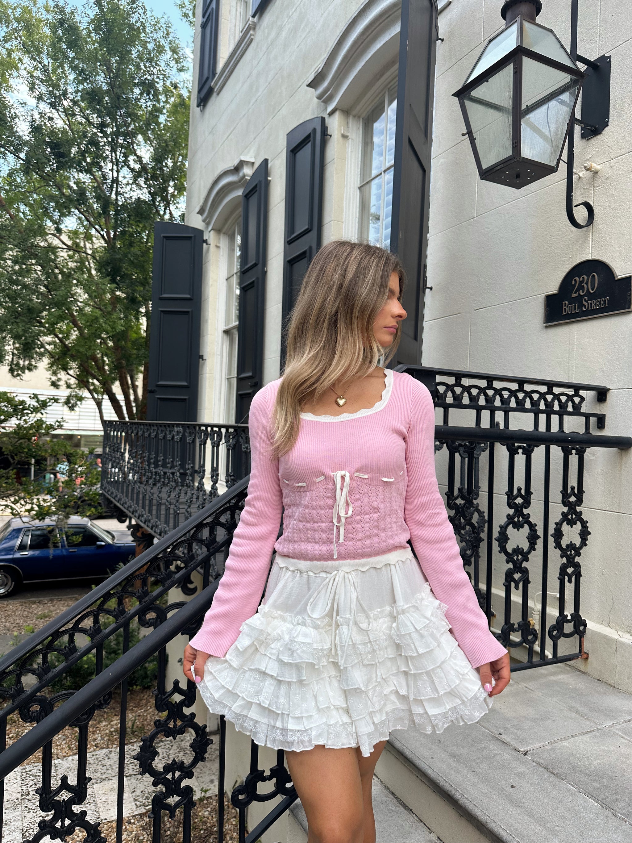 Sofia Cotton Gauze Tiered Mini Skirt Off White AVE LIV